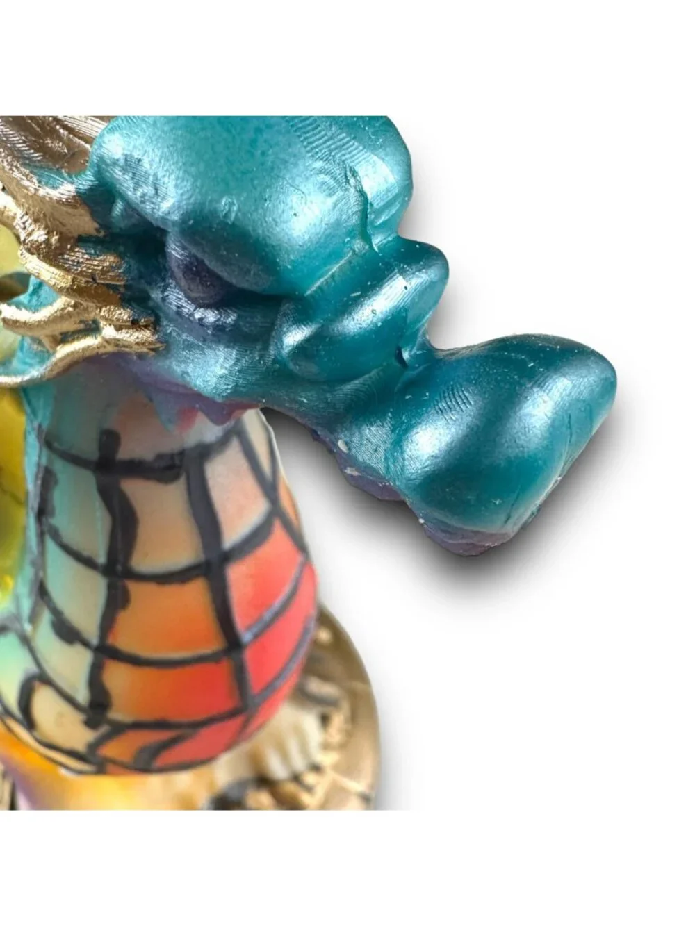 Hand-Painted Multicolor Dragon Lamp Figurine - 10